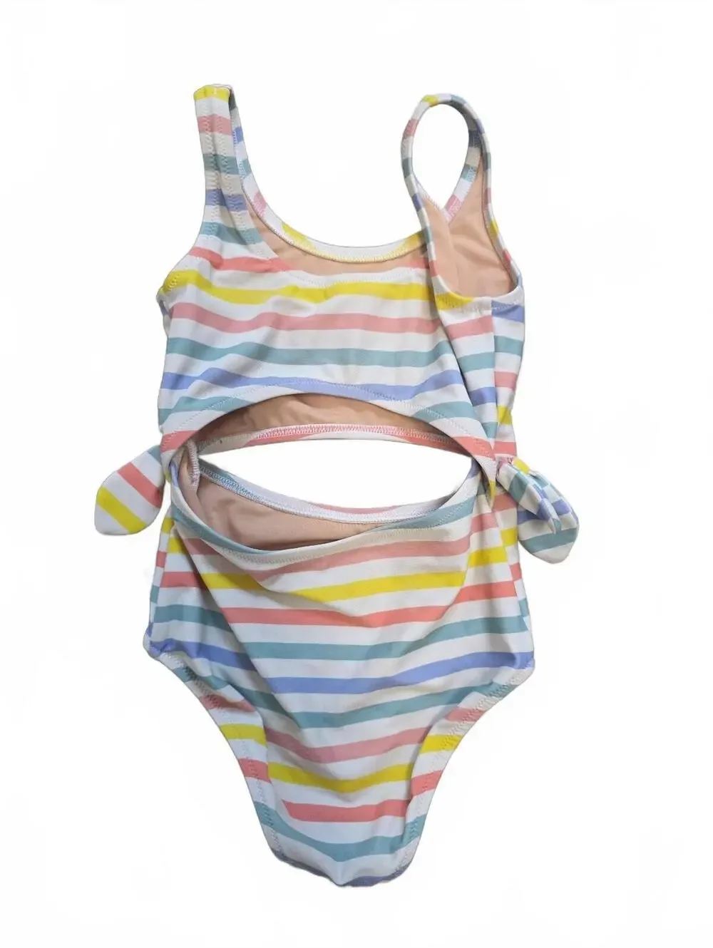 Crewcuts by J.Crew Girls Multi Color Striped Cut Out One Piece Swimsuit Size 4/5
